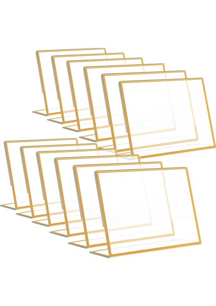 12PCS Altın Çerçeve Akrilik Tabela Tutucu, 4X6INCH Yatay (Yurt Dışından)