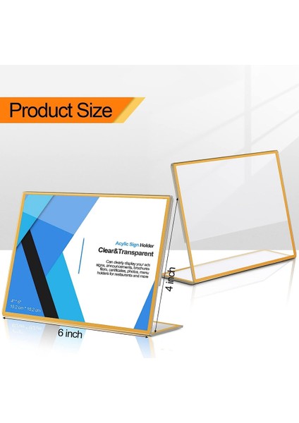 12PCS Altın Çerçeve Akrilik Tabela Tutucu, 4X6INCH Yatay (Yurt Dışından) modelleri