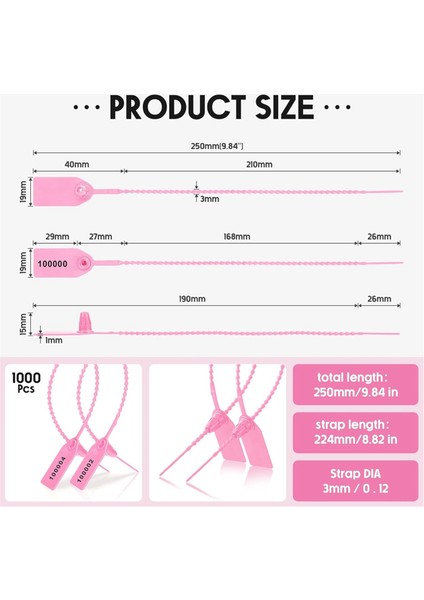 1000 Adet Plastik Sabotaj Contaları Yangın Söndürme Etiketleri Pembe (Yurt Dışından) modelleri