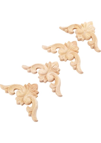 4 Adet 6*6 cm Ahşap Oyma Köşe Onlay Aplike Mobilya Dekor (Yurt Dışından)