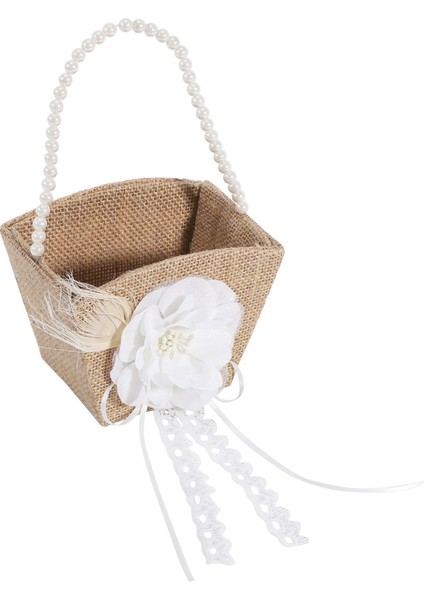 Rustik Düğün Çiçek Sepeti Için Çiçek Kız Sepeti Çuval Bezi (Yurt Dışından)