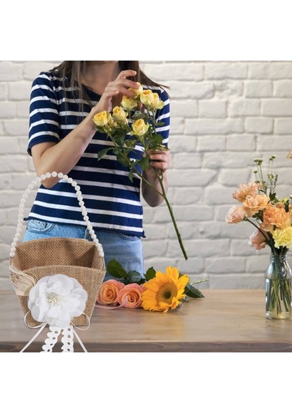 Rustik Düğün Çiçek Sepeti Için Çiçek Kız Sepeti Çuval Bezi (Yurt Dışından) modelleri