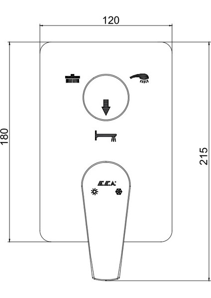 Yeni Eca Niobe Ankastre Banyo Bataryası Sıva Üstü 3 Yollu 102167343-K