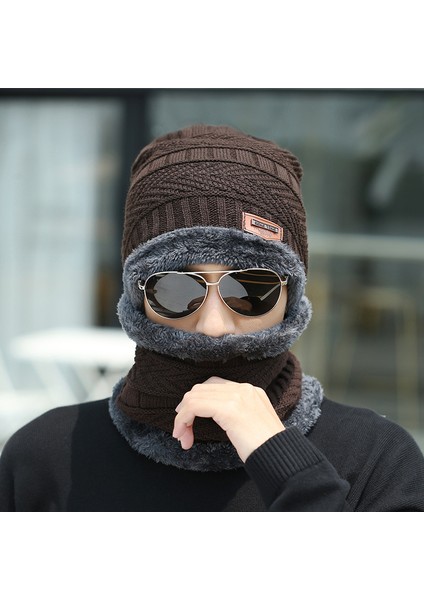 Kış Yünlü Erkek Şapkası Artı Kadife Kalınlaşmış Örme Şapka Sonbahar ve Kışlık Kazak Sıcak Pamuklu Şapka Siyah (Yurt Dışından) fiyatları