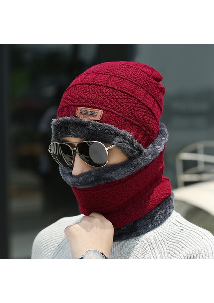 Kış Yünlü Erkek Şapkası Artı Kadife Kalınlaşmış Örme Şapka Sonbahar ve Kışlık Kazak Sıcak Pamuklu Şapka Siyah (Yurt Dışından) fırsatları