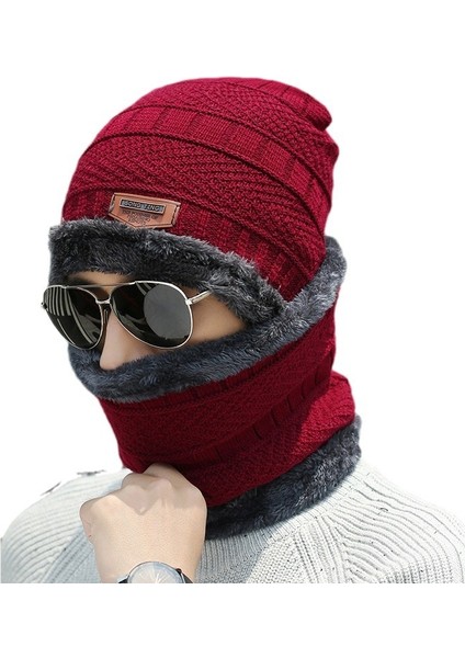 Kış Yünlü Erkek Şapkası Artı Kadife Kalınlaşmış Örme Şapka Sonbahar ve Kışlık Kazak Sıcak Pamuklu Şapka Siyah (Yurt Dışından) indirimleri