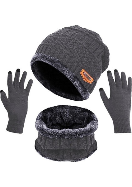 Erkekler ve Kadınlar Sonbahar ve Kış Şapka Sıcak Eşarp Dokunmatik Ekran Eldiveni Seti Sıcak Boyun Kalın Örme Şapka Seti Lacivert Şapka + Eşarp + Dokunmatik Ekran Eldiveni Bir Boyut (Yurt Dışından) fırsatları