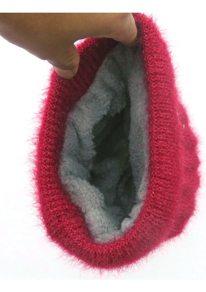 Peluş Örme Bere Sonbahar ve Kış Artı Kadife Kalın Eski Şapka Sıcak Pamuklu Şapka Tavşan Kürk Çiçek Bordo Kırmızı Bir Boyut (Yurt Dışından) fırsatları