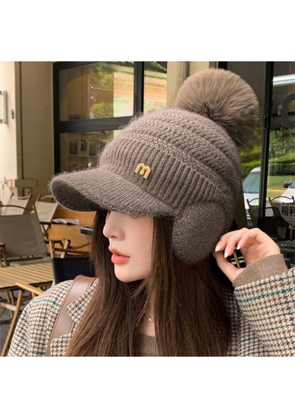 Kadınlar Için Sonbahar ve Kış Yün Şapka, Kore Versiyonu, Modaya Uygun, Çok Yönlü, Artı Kadife, Kalınlaştırılmış, Sıcak, Kulak Koruyucu Ördek Dili Pamuklu Şapka, Dış Mekan Örme Şapk (Yurt Dışından) modelleri