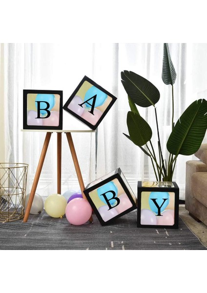 33 Parça Baby Yazılı Şeffaf Siyah Kutu ve Balon Seti