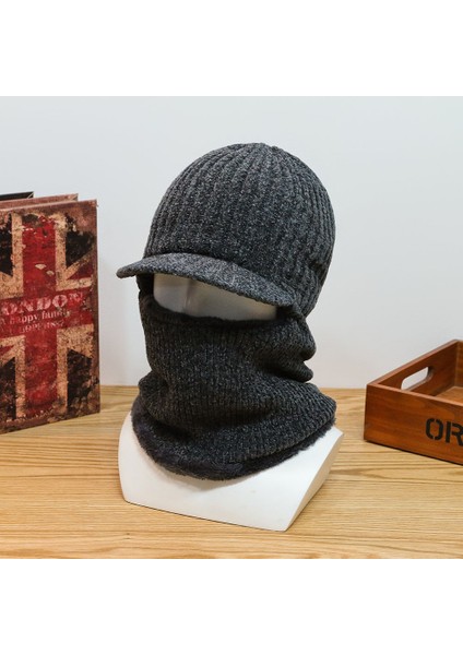 Yeni Kış Dış Mekan Sıcak Pamuklu Şapka, Rüzgar Geçirmez Boyun Koruyucusu ve Yüz Koruyucusu, Örme Yün Şapka, Erkek Gri Tek Beden Herkese Uyar (Yurt Dışından)