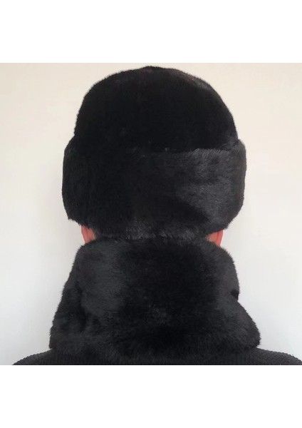 Şapka Erkek Kış Baba Şapka Yaşlı Adam Orta Yaşlı Pamuk Şapka Sonbahar ve Kış Sıcaklık Kulak Koruyucu Siyah Düz Üst Prens Şapka Bir Boyut (Yurt Dışından)