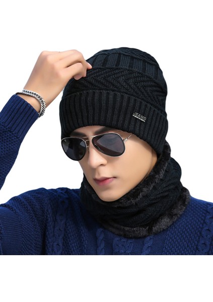 Şapka Erkek Kış Yünlü Şapka Rüzgar Geçirmez ve Soğuk Kore Tarzı Moda Örme Kazak Şapka Artı Sıcak Kış Şapkası Tutmak Için Kadife Gençlik Pamuklu Şapka Üçgen Işareti Siyah Şapka + Eş (Yurt Dışından) indirimleri