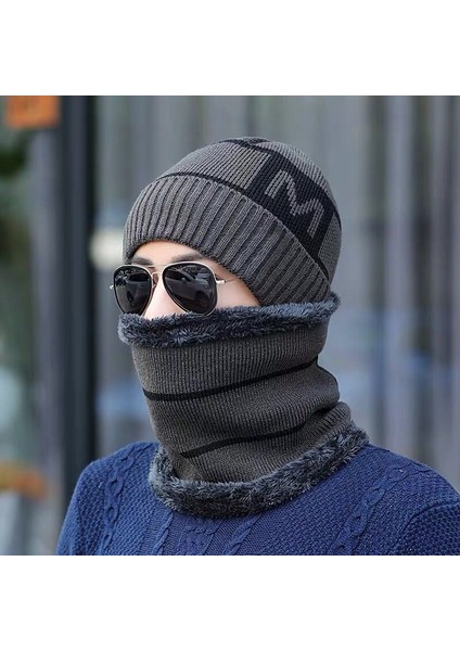 Şapka Erkek Kış Kalınlaşmış Sıcak Örme Yün Şapka Sonbahar ve Kış Kore Tarzı Moda Artı Kadife Soğuğa Dayanıklı Erkek Pamuklu Şapka M Etiketi [siyah Iki Parçalı Set] (Yurt Dışından) fırsatları