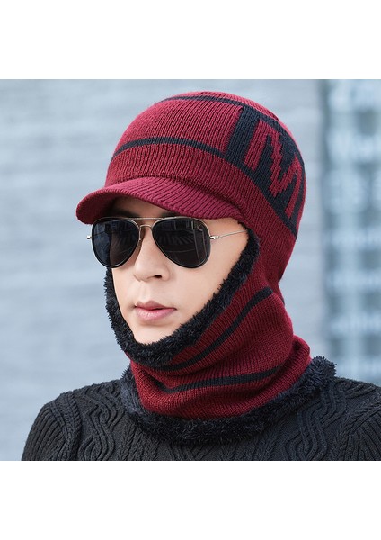 2023 Kış Yeni Erkek Şapkası Rüzgar Geçirmez Artı Kadife Kazak Şapka Sıcak Pamuklu Şapka Boyun Koruması Entegre Örme Yün Şapka Kahverengi (Yurt Dışından) fiyatları