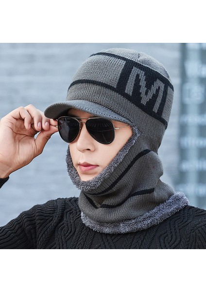 2023 Kış Yeni Erkek Şapkası Rüzgar Geçirmez Artı Kadife Kazak Şapka Sıcak Pamuklu Şapka Boyun Koruması Entegre Örme Yün Şapka Kahverengi (Yurt Dışından) fırsatları