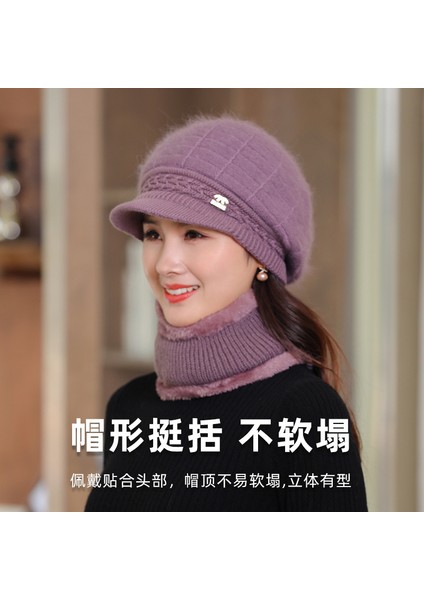 Kış Şapka Kadın Yün Örme Sıcak Şapka Artı Kadife Kalınlaşmış Sonbahar ve Kış Pamuk Şapka Gri Tek Boyut [şapka + Eşarp] (Yurt Dışından) modelleri