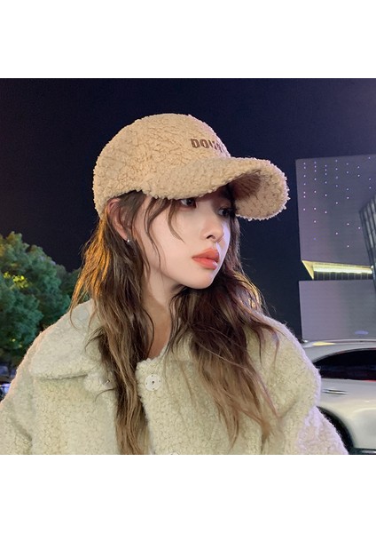 Kadınlar Için Beyzbol Şapkası Kış 2023 Yeni Kore Versiyonu Çok Yönlü Rahat Örme Sıcak Artı Peluş Yün Pamuklu Şapka Sivri Uçlu Kap Moda Siyah M (56-58 Cm) (Yurt Dışından)