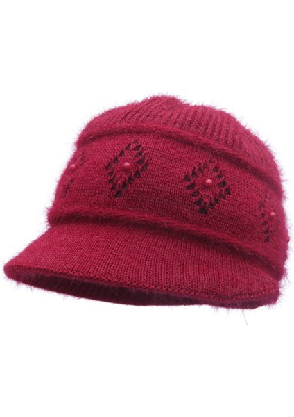 Şapka Kadın Moda Kış Kalınlaşmış Kulak Koruma Sıcak Yün Şapka Açık Anne Teyze Sonbahar ve Kış Bere Pamuk Şapka Ananas Desen Pembe M (56-58 Cm) (Yurt Dışından)