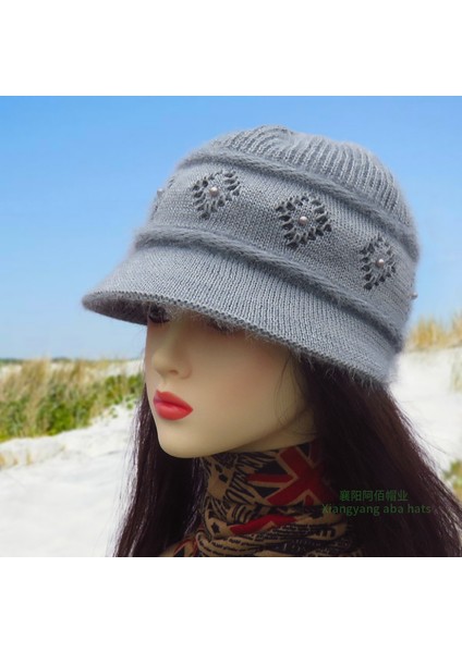 Şapka Kadın Moda Kış Kalınlaşmış Kulak Koruma Sıcak Yün Şapka Açık Anne Teyze Sonbahar ve Kış Bere Pamuk Şapka Ananas Desen Pembe M (56-58 Cm) (Yurt Dışından)