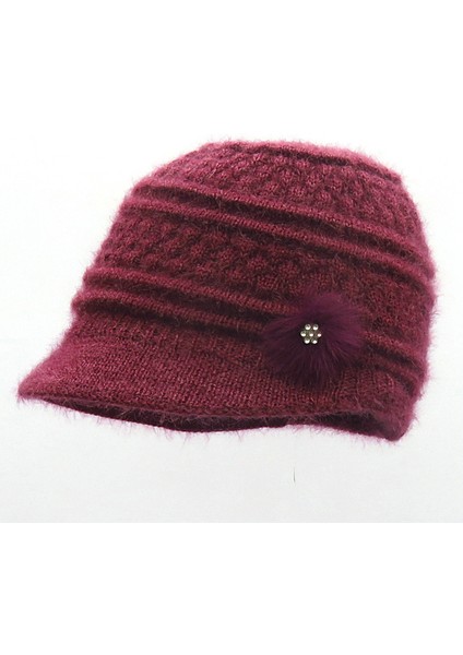 Şapka Kadın Moda Kış Kalınlaşmış Kulak Koruma Sıcak Yün Şapka Açık Hava Anne Teyze Sonbahar ve Kış Bere Pamuk Şapka Ananas Desen Açık Mor M (56-58 Cm) (Yurt Dışından)