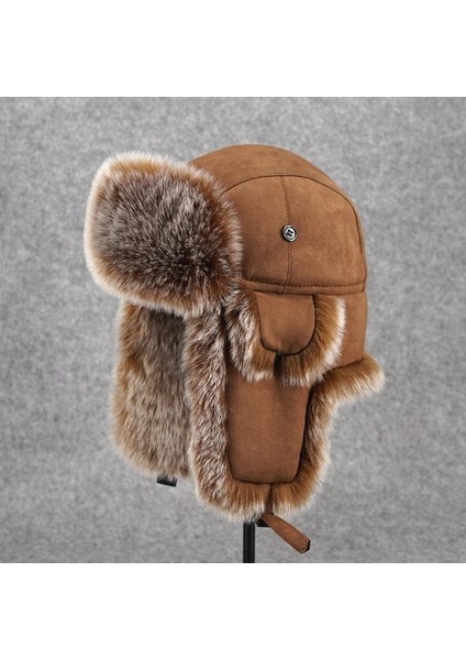 Sonbahar ve Kış Yeni Şapka Kuzeydoğu Kalınlaşmış Kadife Kulak Koruyucu Soğuk Geçirmez Pamuklu Şapka Açık Büyük Şapka Kulak Kayak Şapkası Erkek ve Kadın Deve L (58-60 Cm) (Yurt Dışından)