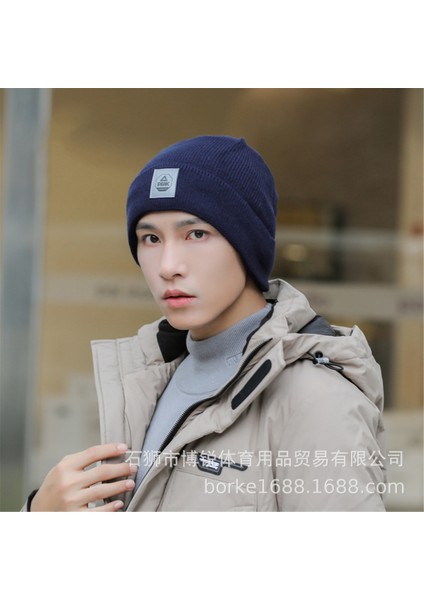 Erkekler ve Kadınlar Için Şapkalar, Kışın Rüzgar Geçirmez ve Sıcak Tutan Yünlü Örme Şapkalar, Kadife Burunlu Modaya Uygun Yeni Pamuklu Şapkalar, Soğuk Şapkalar, Koyu Mavi, Herkese (Yurt Dışından)