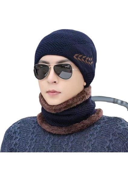 Yün Şapka Erkek Kış Soğuğa Dayanıklı Örme Şapka Artı Kadife Kalınlaşmış Sıcak Pamuklu Şapka Bisiklet Rüzgar Geçirmez Kazak Kadın Siyah Şapka (Sadece Şapka) (Yurt Dışından) indirimleri