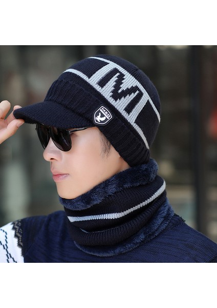 Erkek Şapka Kış Gençlik Sıcak Kalınlaşmış Örme Yün Şapka Kore Tarzı Moda Artı Kadife Sonbahar ve Kış Pamuklu Şapka Soğuğa Dayanıklı Ördek Dili Siyah M (56-58CM) (Yurt Dışından) modelleri