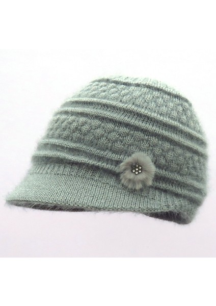 Şapka Kadın Moda Kış Kalınlaşmış Kulak Koruyucu Sıcak Yün Şapka Açık Hava Anne Teyze Sonbahar ve Kış Bere Pamuklu Şapka Ananas Deseni Gri M (56-58CM) (Yurt Dışından)