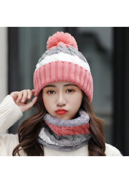 Sonbahar ve Kış Sıcak Kapüşonlu Atkı Kore Tarzı Yün Örme Şapka Kalınlaşmış Artı Soğuk ve Sıcak Kırmızıya Karşı Korumak Için Kadife Pamuklu Şapka (Yurt Dışından) fiyatları