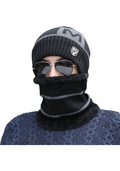 Erkek Şapka Kış Gençlik Sıcak Kalınlaşmış Örme Yün Şapka Kore Tarzı Moda Artı Kadife Kış Pamuklu Şapka Soğuğa Dayanıklı Kazak Gri Tek Şapka (Yurt Dışından)