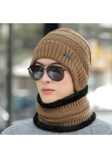 Şapka Erkek Kış Sıcak Örme Yün Şapka Artı Kadife ve Kalınlaştırıcı Trendy Rüzgar Geçirmez Sonbahar ve Kış Erkek Pamuklu Şapkanın Kore Versiyonu Gri Tek Beden Herkese Uyan Elastik T (Yurt Dışından) modelleri