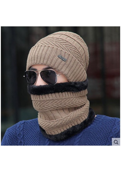 Şapka Erkek Kış Yün Şapkası Kalınlaştırılmış Kore Tarzı Trendy Örme Kazak Şapkası Artı Kadife Sıcak Kış Şapkası Gençlik Pamuklu Şapka Jakarlı Erkek Kazak Şapkası Lacivert (Yurt Dışından) fırsatları