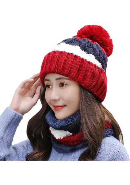 Sonbahar ve Kış Sıcak Kapüşonlu Atkı Kore Tarzı Yün Örme Şapka Kalınlaşmış Artı Soğuk ve Sıcak Kırmızıya Karşı Korumak Için Kadife Pamuklu Şapka (Yurt Dışından) indirimleri