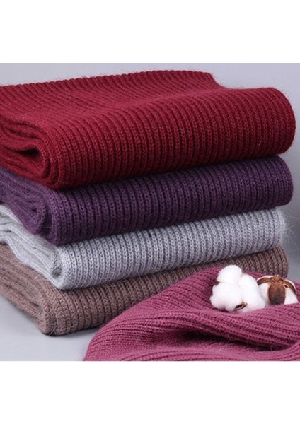 Kış Sıcak Şapka Artı Kadife Kalın Örme Bere Pamuklu Şapka Ayrı Eşarp (Yurt Dışından)