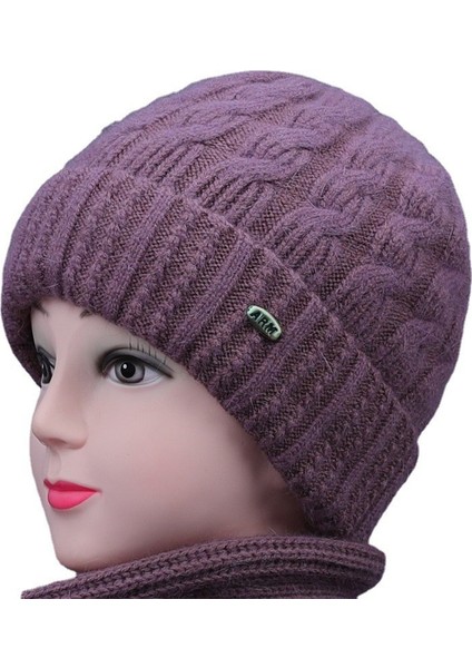 Kış Sıcak Şapka Artı Kadife Kalın Örme Bere Pamuklu Şapka Ayrı Eşarp (Yurt Dışından) indirimleri