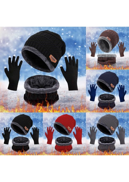 Erkekler ve Kadınlar Sonbahar ve Kış Şapka Sıcak Eşarp Dokunmatik Ekran Eldiveni Seti Sıcak Boyun Kalın Örme Şapka Seti Kahverengi Şapka + Eşarp + Dokunmatik Ekran Eldiveni Bir Boy (Yurt Dışından) fiyatları