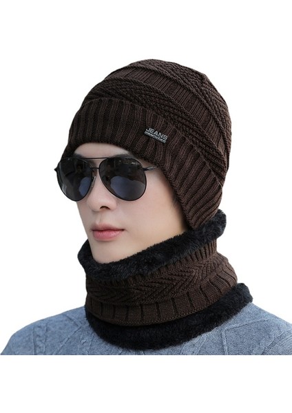 Şapka Erkek Kış Sıcak Örme Bere Şapka Artı Kadife Kalınlaşma Kore Tarzı Trendy Rüzgar Geçirmez Sonbahar ve Kış Erkek Pamuk Şapka Kahverengi Tek Beden Herkese Uyar Elastik Takım Elb (Yurt Dışından) indirimleri