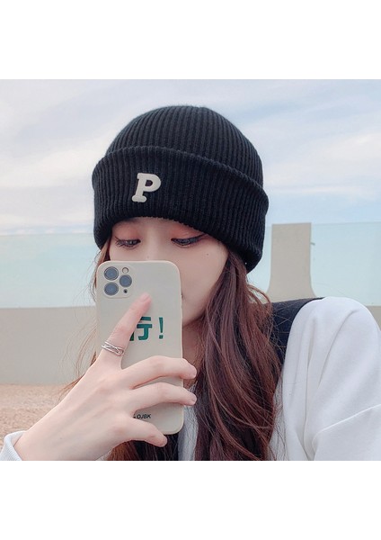 Yün Şapka Erkek Moda Sonbahar ve Kış Örme Şapka Sıcak Baotou Şapka Internet Ünlü Mektubu Işlemeli Soğuk Şapka Hip-Hop Pamuklu Şapka Şarap Kırmızısı 55-59CM [elastik] (Yurt Dışından)