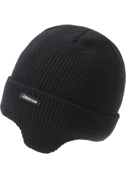 Şapka Yeni Sonbahar ve Kış Yünlü Şapka Artı Kadife Kalınlaşmış Örme Şapka Kore Tarzı Kulak Koruyucu Kazak Şapka Soğuğa Dayanıklı ve Sıcak Pamuklu Şapka Siyah (Yurt Dışından) modelleri