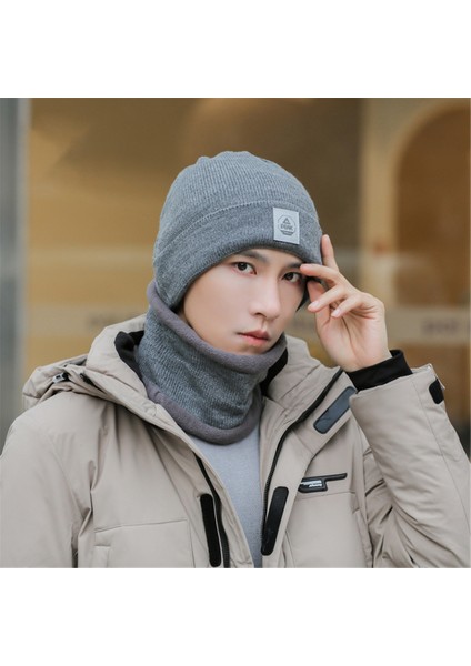 Erkekler ve Kadınlar Için Şapkalar, Kışın Rüzgar Geçirmez ve Sıcak Tutan Yünlü Örme Şapkalar, Kadife Burunlu Modaya Uygun Yeni Pamuklu Şapkalar, Gri [kadife Şapka + Kadife Eşarp], (Yurt Dışından) modelleri