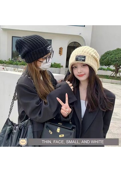 Yün Şapka Kadın Kış Örme Şapka Artı Kadife Sıcak Kadın Hapis Şapkası Sonbahar ve Kış Kazak Kulak Koruyucu Pamuk Şapka Kare Etiket Örme Şapka [siyah] Tek Boyut (Yurt Dışından) fiyatları