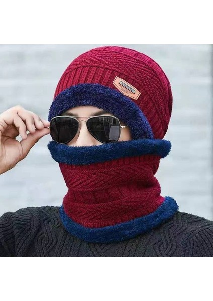 Şapka Erkek Kış Kore Tarzı Peluş Yün Şapka Kalınlaşmış Örme Şapka Sonbahar ve Kış Seti Baotou Pamuk Şapka Sıcak Şapka Kadın Gri Takım Elbise (Yurt Dışından)