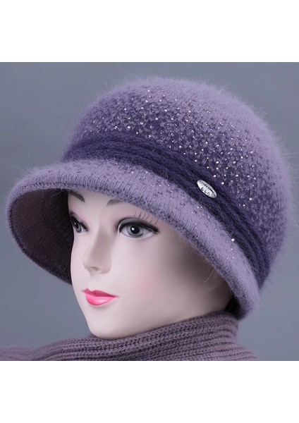 Anneler Için Şapkalar, Sonbahar ve Kış Örme Sıcak Yün Şapkalar, Artı Kadife Büyükanne Havza Şapkaları, Yaşlı Bayan Pamuklu Şapkalar, Taro Rengi Bireysel Şapkalar, Herkese Uyan Tek (Yurt Dışından)