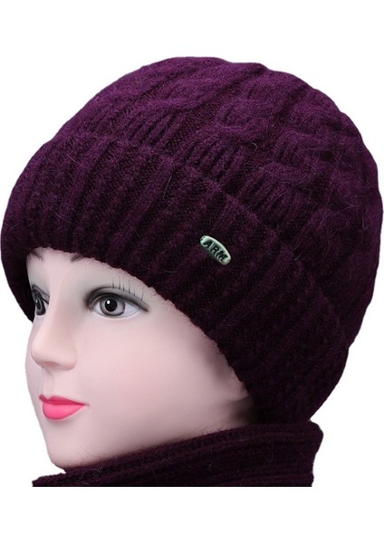 Sonbahar ve Kış Şapkası Kadın Tavşan Kürkü Örme Artı Kadife Sıcak Pamuklu Şapka Açık Rüzgar Geçirmez Peluş Şapka Koyu Mor [şapka] Tek Boyut (Yurt Dışından) indirimleri