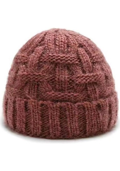 Şapka Kadın Kış Sıcak Şapka Artı Kadife Kalınlaşmış Örme Şapka Pamuk Şapka Pembe Ekose Bir Boyut (55-60 Cm) (Yurt Dışından)