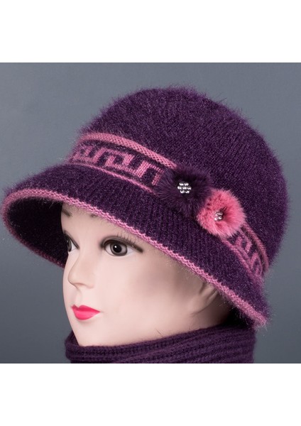 Şapka Sonbahar ve Kış Artı Kadife Havza Şapka Sıcak Örme Şapka Moda Yün Şapka Pamuklu Şapka Gri Bir Boyut (Yurt Dışından)