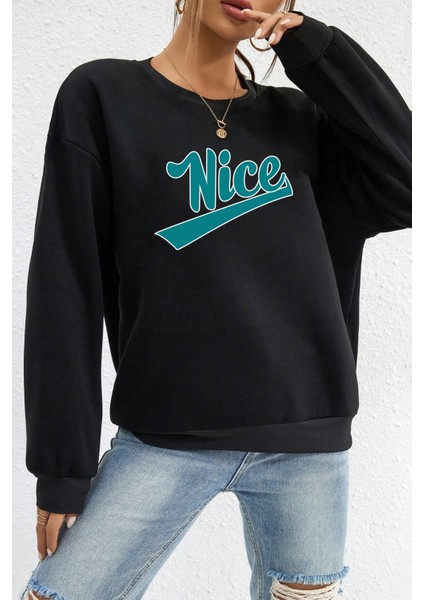 Only Trend Wear Unisex Nice Baskılı Bisiklet Yaka Sweatshirt