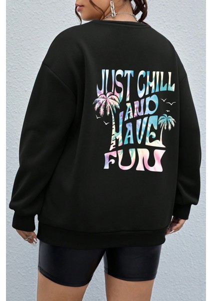 Only Trendwear Unisex Just Fun Baskılı Bisiklet Yaka Sweatshirt